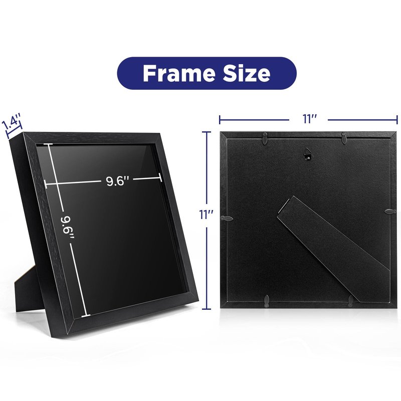 11x11 Enamel Pin Display Frame, Pin Collection Shadow Box, Desktop and Wall Display, Pin Display Case, Enamel Pin Holder, Black