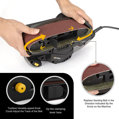 Jellas 3 × 21-Inch Belt Sander with Dust Bag, 7Amp Sander Machine with Variable-speed Control, 2 in 1 Vacuum Adapter, 10Feet (3 meters) Length Power Cord, Belt Sanders for Woodworking BS750-SD