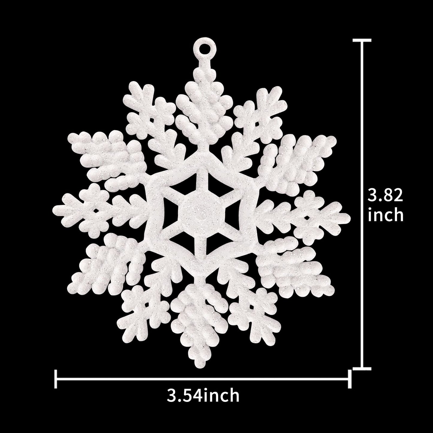 Glitter Snowflake Ornaments, 40pcs White Christmas Snowflakes Hanging Decorations for Xmas,Holiday and Party