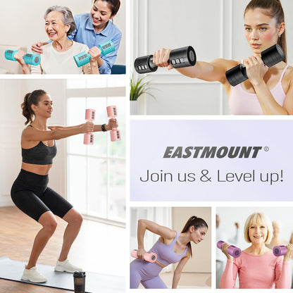 EAST MOUNT Adjustable Dumbbells 5 lb Dumbbells Set of 2 / Pair 10 lb Total Free Weights 6 in 1 Women Hand Weights for Home,Office,Gym Exercise Training 2lb 3lb 4lb 5lb Fast Adjust
