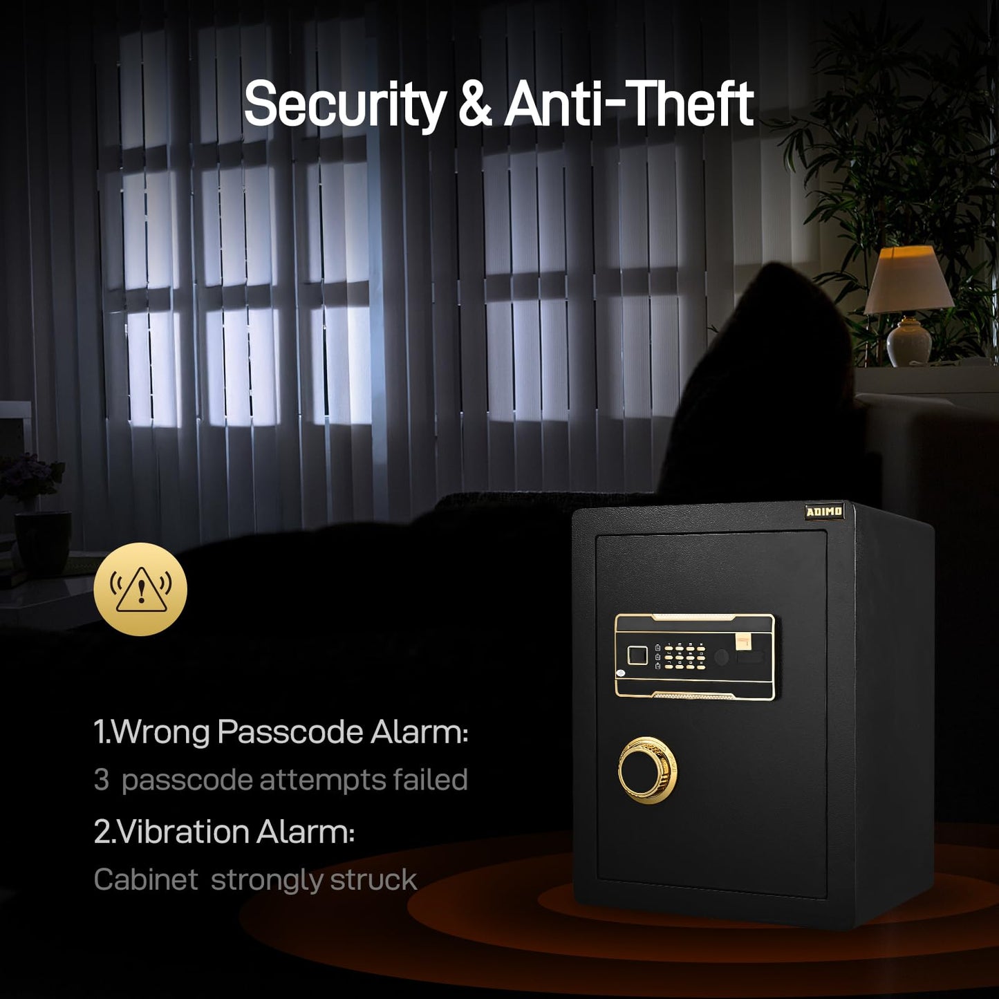 ADIMO Safe, 2.1 Cuft Heavy Duty Steel Home Safe Box with Digital Keypad&Key Lock, Built-In Lockable Cabinet, Hidden Money Box Storage for Document Jewelry w/Fireproof Waterproof Bag Home Office