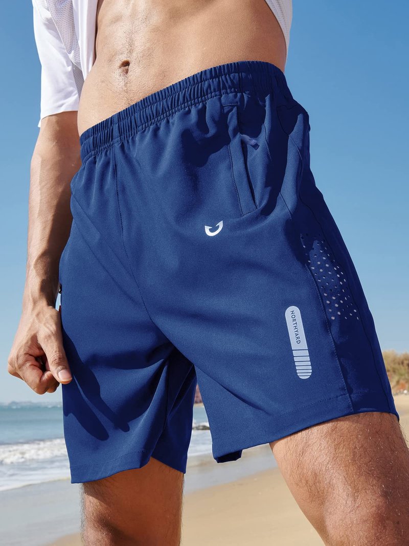 NORTHYARD Men's Athletic Running Shorts Gym Workout 7"/9"/5" Quick Dry Lightweight Sports Basketball Tennis 3 Zipper Pockets RoyalBlue XL