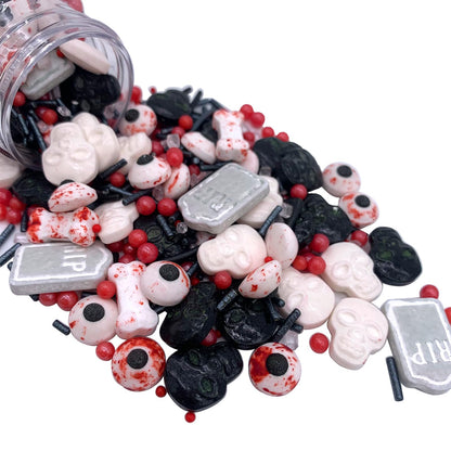 Halloween Sprinkles Candy Eyes for Decorating Edible Eyeballs Skull Bones Tombstone Sprinkles Halloween Cupcakes Toppers Sprinkle for Cake Ice Cream Desserts