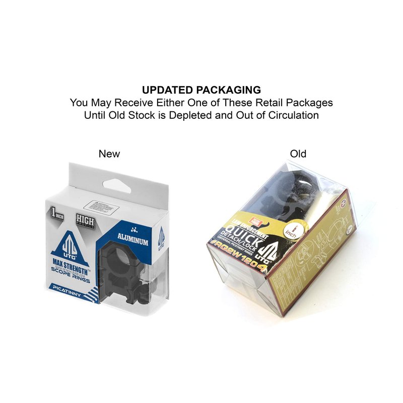 UTG 1"/2PCs High Pro LE Grade Picatinny QD Rings: 22mm Wide , Black