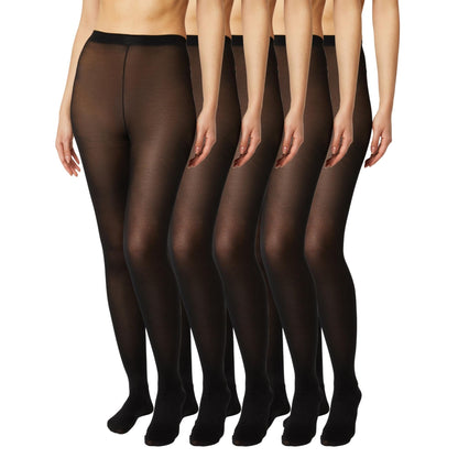 FM London 5-Pack Tights for Women - Comfortable Women's Tights with Stretch Fit Design - 40 Denier - Available in Black, Nude & Navy Colours - Soft and Durable Construction for All Occasions