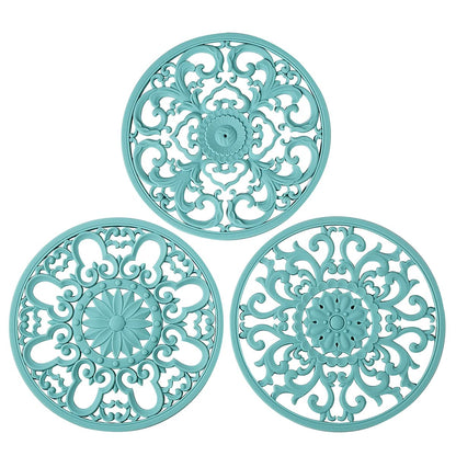 Extra Thick Silicone Trivet Mat for Hot Dishes, Hot Pots and Pans, Pot Holder, Hot Pad to Portect Your Table and Countertop, Kitchen Decor and Accessories,Turquoise,Set of 3