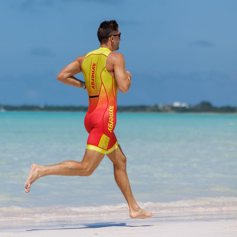 Synergy Triathlon Tri Suit - Men's Elite Sleeveless Trisuit (Carbon Compound, X-Large)