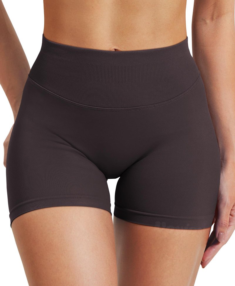 VOYJOY Women Workout Impact Shorts 2.5"/ 3.6"/ 4.5"/ 6" Scrunch Butt Lifting Gym Seamless Booty Biker Shorts Dark Brown