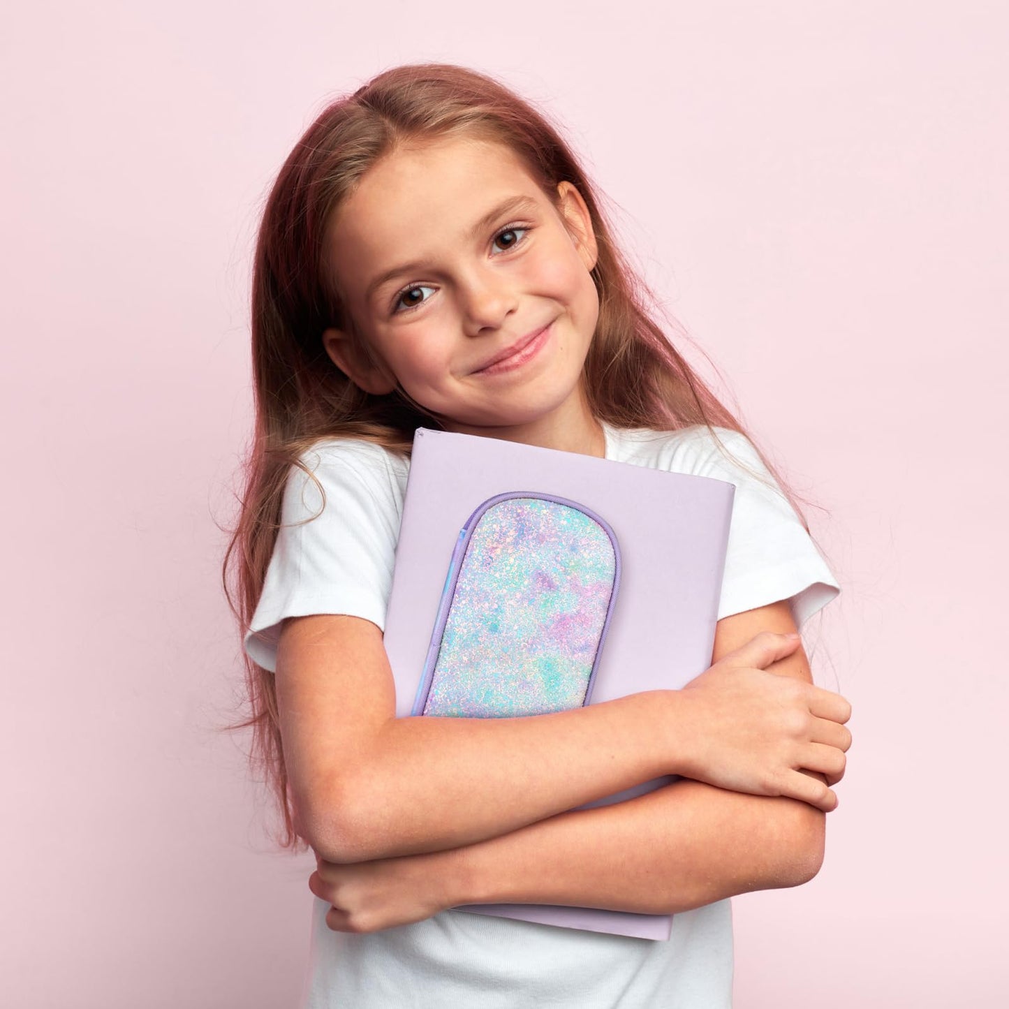 Cambond Pencil Case for Girls - Big Capacity Cute Pencil Case for Kids Teenager Special Pencil Pouch for School Office, Pencil Box Only, Glitter Purple Tie-dye