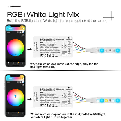 GLEDOPTO ZigBee 3.0 LED Strip Controller RGB+CCT Mix Dimmable Compatible with SmartThings Amazon Echo Plus App/Voice Control for RGB Warm White Cold White LED Strip Light (Require ZigBee Hub)