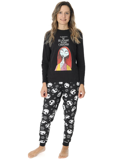 Disney The Nightmare Before Christmas Womens Pajamas | Jack Skellington Sally Halloween Matching Long Sleeve Long Leg PJ Set