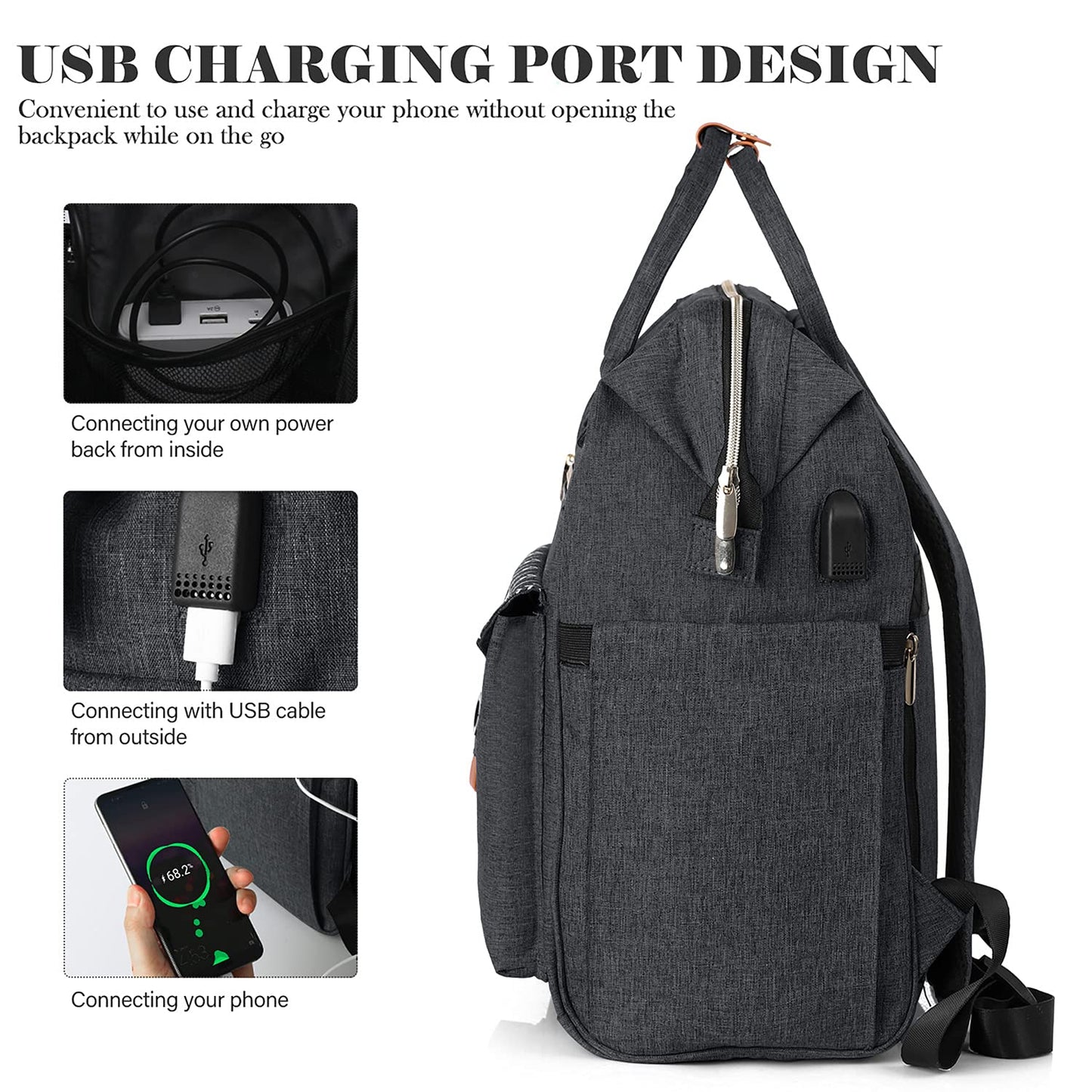 RJEU Backpack, School Backpack for Uni Leisure Job, Beautiful and Sophisticated Daypack with Laptop Compartment & Anti Theft Pocket, Waterproof Backpack Gifts for Mum Girl For Birthday, Hy58-black