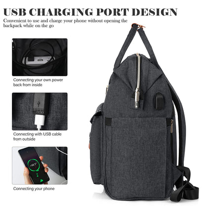 RJEU Backpack, School Backpack for Uni Leisure Job, Beautiful and Sophisticated Daypack with Laptop Compartment & Anti Theft Pocket, Waterproof Backpack Gifts for Mum Girl For Birthday, Hy58-black