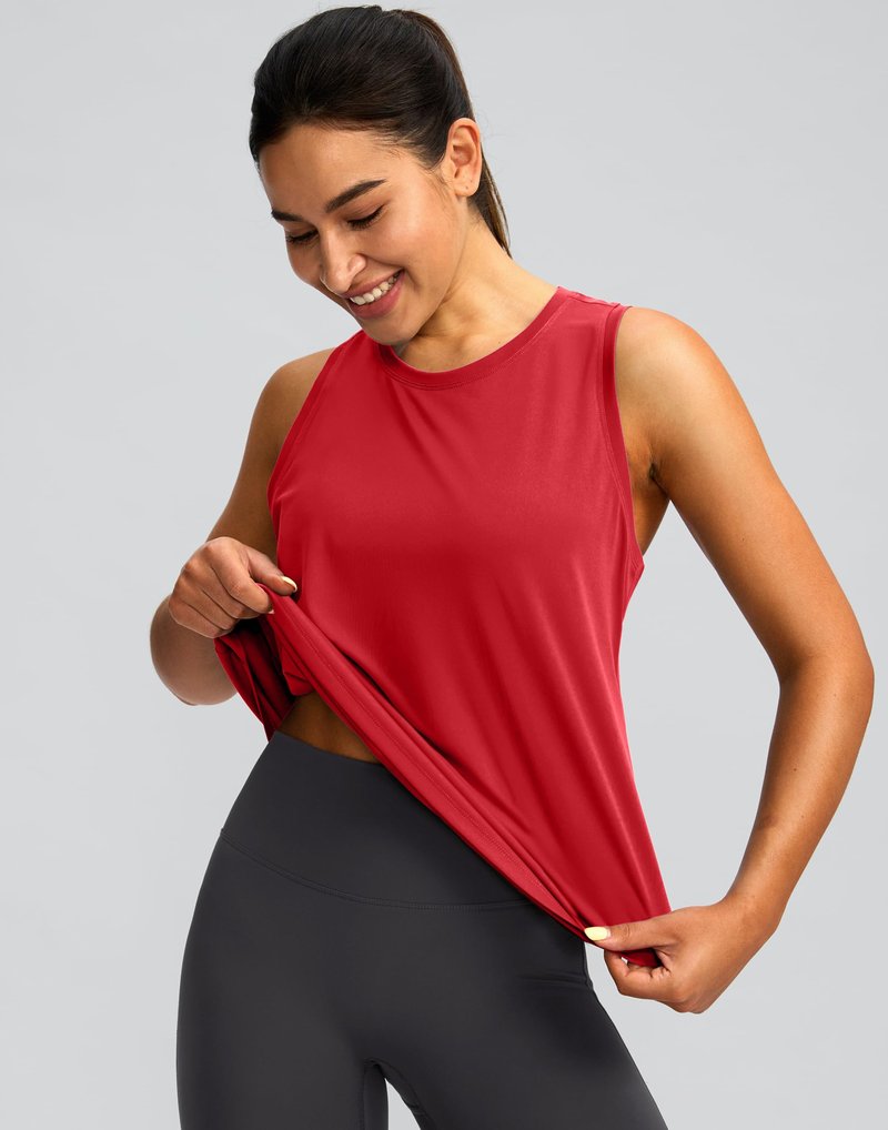Women's Workout Tops Racerback Athletic Tank Tops Sleeveless Loose Fit Yoga Running Gym Shirts for Women(Red,XL)