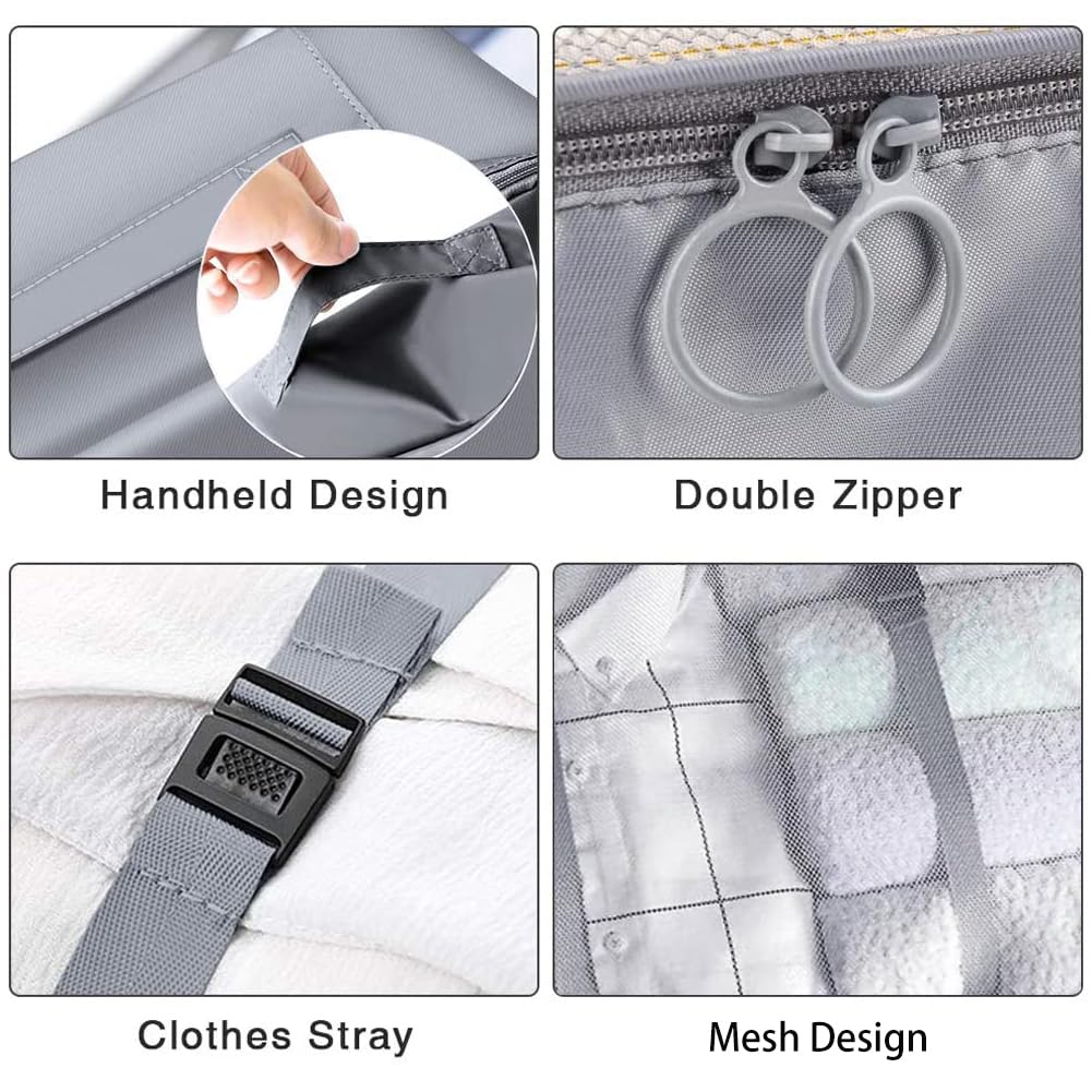 Travel Packing Cubes, Toifucos Multifunction 8pcs/set Luggage Organiser Compression Suitcase Essential Bag, Dark Gray