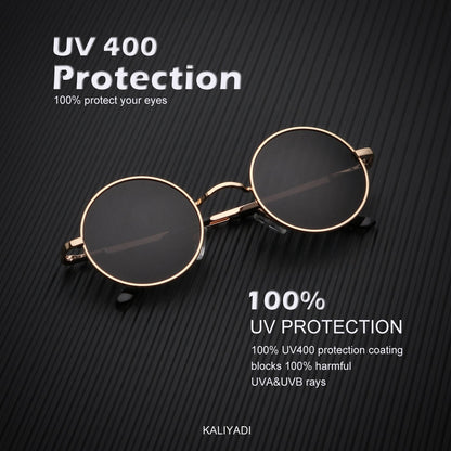 KALIYADI Round Polarized Sunglasses for Men Women Retro Metal Hippie Circle Style Sun Glasses UV Protection (2 Pack) 47mm
