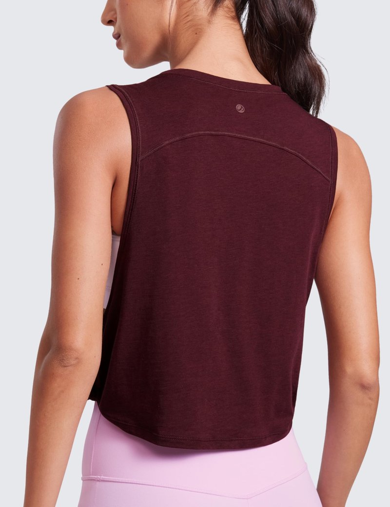CRZ YOGA Pima Cotton Large Armhole Tank Tops for Women - Workout Sport Athletic Yoga Running Gym Loose Crop Sleeveless Shirts Deep Armhole-Berry Heather X-Small