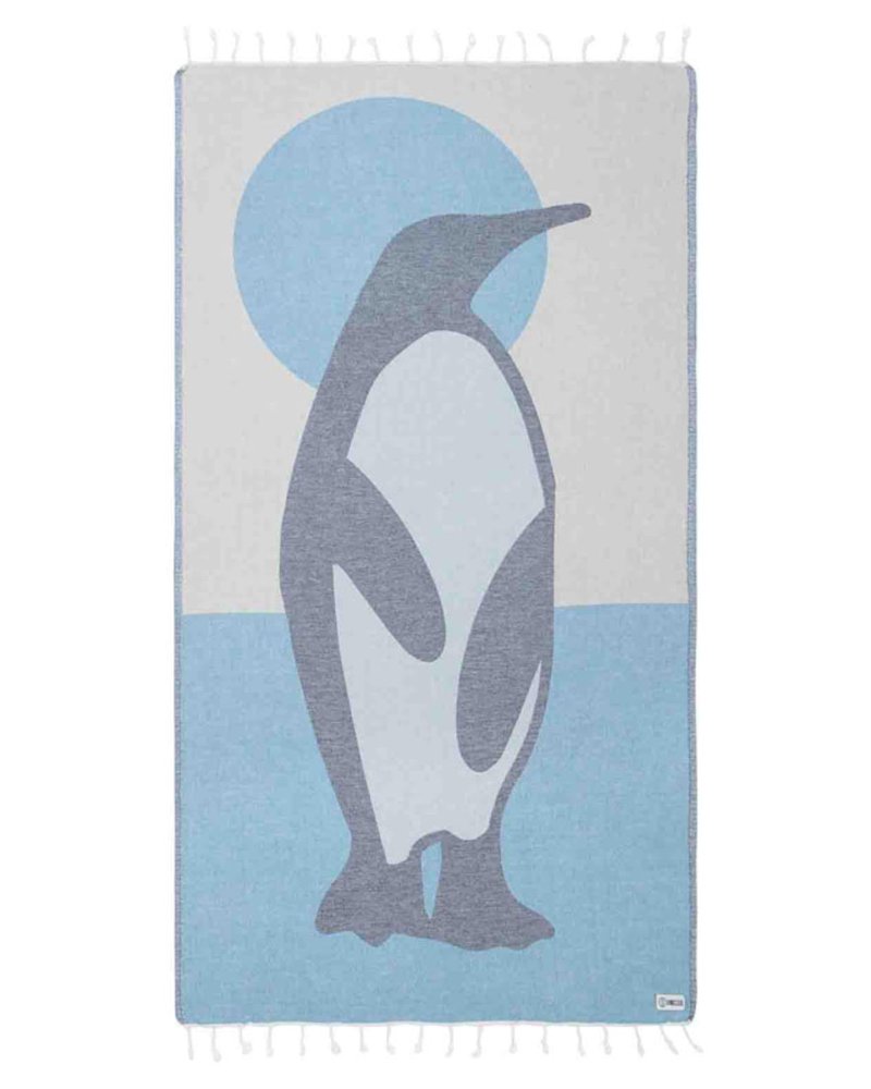 Sand Cloud Turkish Beach Towel - Sand Resistant - 100% Organic Turkish Cotton Yarn - Quick Dry Towel for Beach, Picnic, Blanket or Bath - As Seen on Shark Tank - Marine Life (Emperor Penguin)