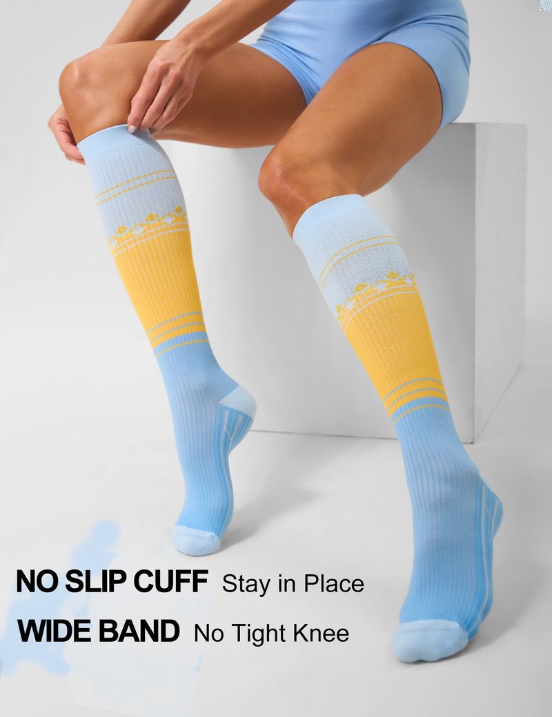 FITRELL 3 Pairs Compression Socks for Women and Men 20-30mmHg- Circulation and Muscle Support Socks for Travel, Running, Nurse, Knee High, Popsicle, L/XL