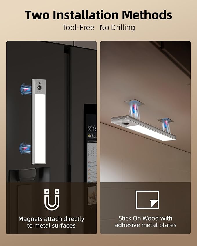 EZVALO 5 Pack Under Cabinet Lighting, 4000mAh Rechargeable Motion Sensor Light, 16.5inch Magnetic Closet Lights with Dimmable & 3 Color Temps, Wireless Motion Activated Lights with Remote for Kitchen