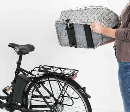 TRIXIE Bicycle Basket With Lattice for Rack, Willow/Metal, 35 x 49 x 55 cm, Grey, 2.259 kg