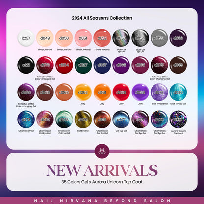 Beetles Cat Eye Gel Nail Polish 39 Pcs Jelly Nail Set Glitter Changing Nail Polish Kit Treasure Box Collection with 3Pcs Base Matte and Glossy Top Soak Off UV Halloween Nails