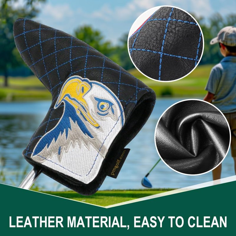 PINMEI Golf Head Covers Blade Putter Cover Blade Headcover Magnetic American Flag Headcovers Fit for Titleist Callaway Ping Taylormade Cobra Ect. (Black/Blue American Flag Putter Cover)