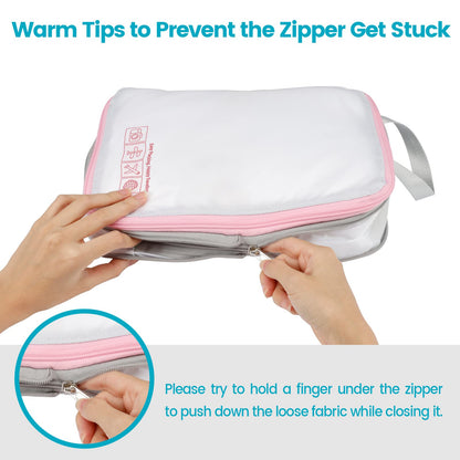 Cambond Compression Packing Cubes for Travel Women - 3 Pack Luggage Organizers Bags Travel Essentials Compression Cubes for Carry on Suitcases, White