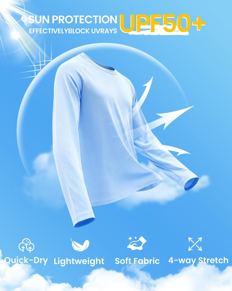 7 Pack Long Sleeve Shirts for Men - Quick Dry Moisture Wicking UPF 50+ Sun Protection T-Shirts for Workout Fishing Casual，Black*3/Dark Grey*2/Blue*2，Large