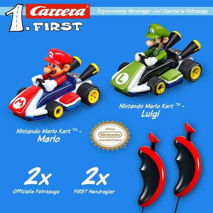 Carrera 20063028 Mario Kart - FIRST Slot Racing Track, For Children From 3 Years And Adults, 2.9 Metres, With Mario Kart - Mario & Mario Kart - Luigi - Multicolor