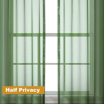 Airwill Short Sage Green Cafe Curtains - 36 Inch Tier Rod Pocket Sheers for Bathroom & Small Windows, 2 Panels