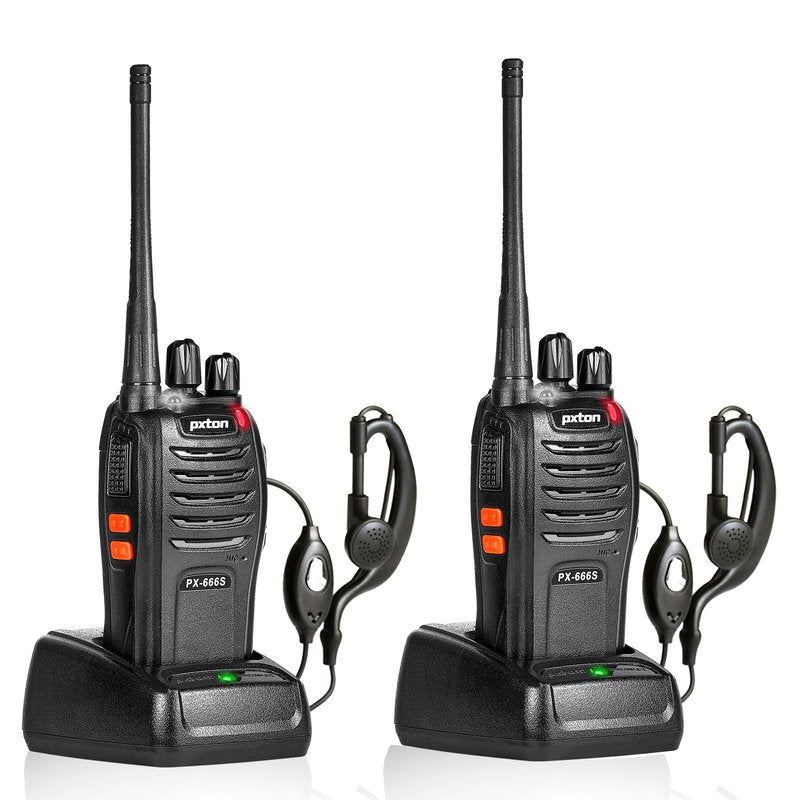pxton walkie talkies, 666S walkie talkies for Adults Long Range Rechargeable with Headphones and Li-ion Battery,2 Way radios has VOX/Noise Reduction/TOT/Flashlight/Monitoring/Scan Function（2 Pack）