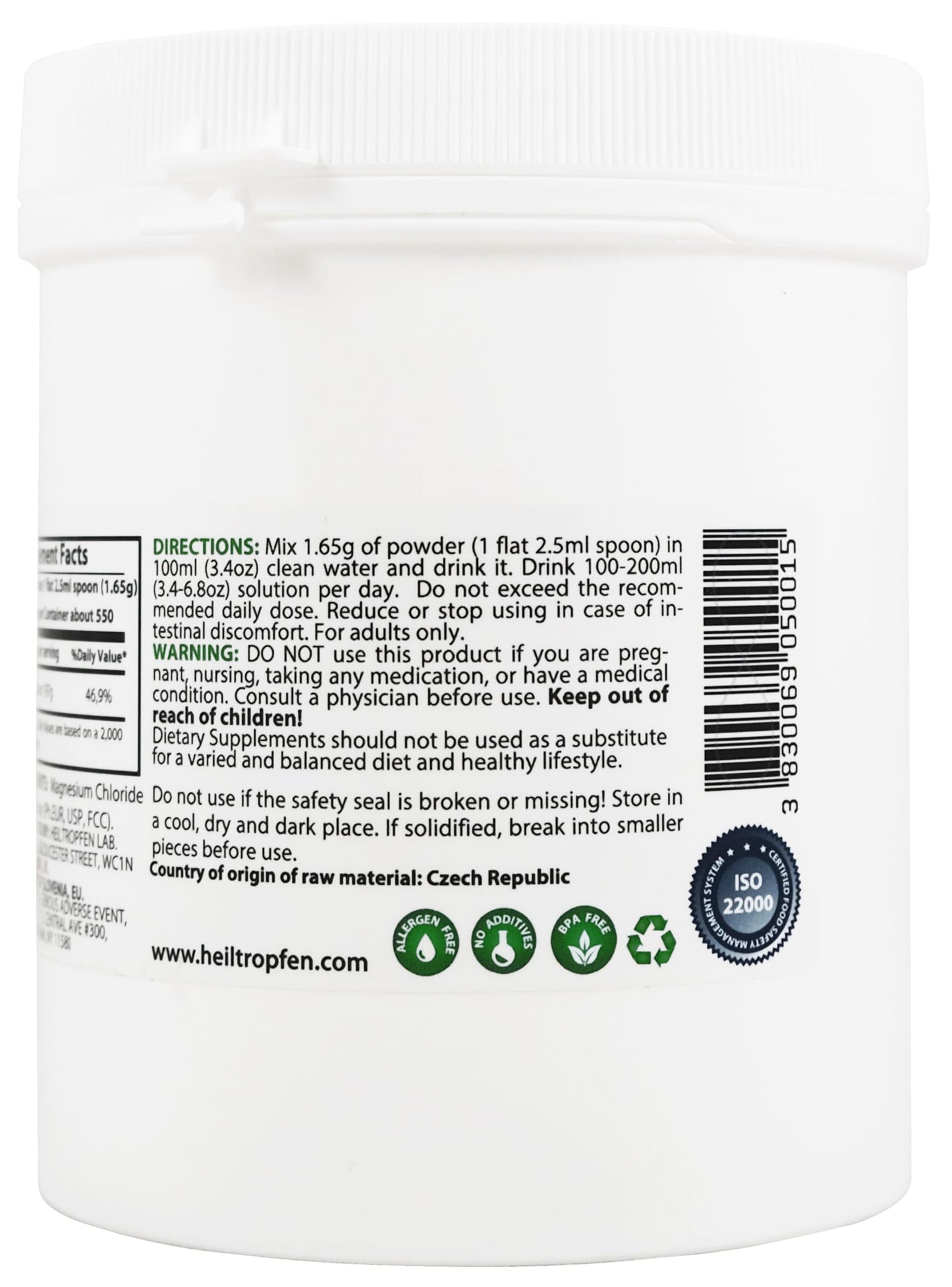 2 Pounds / 907 g Magnesium Chloride Powder | Hexahydrate | Pharmaceutical Grade Ingredients | Crystal Powder | Pure Ph. EUR., BP, USP, 100% - Muscle Pain Relief | Heiltropfen®