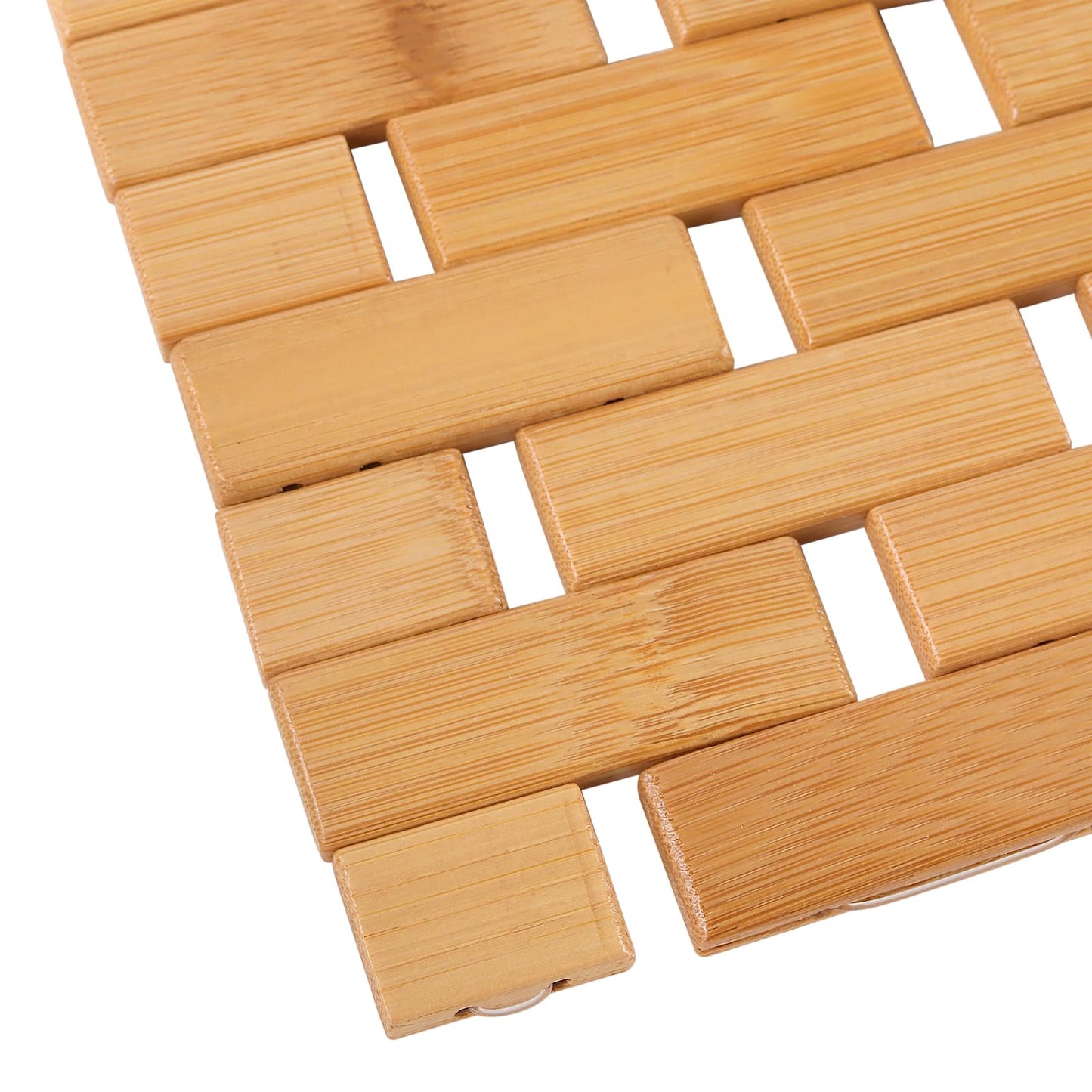 SOUJAP 2 PCS Bamboo Bath Mat, 23.6 x 15.7 Inch, Wooden Shower Floor Mat for Kitchen, Bedroom, Bathtub