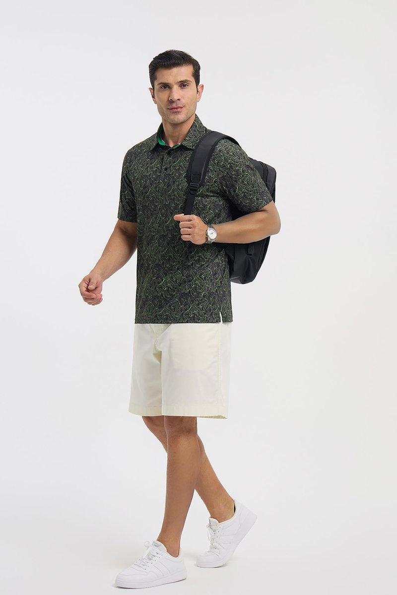 YAMXDM Golf Polo Shirts for Men - Print Moisture Wicking Quick Dry Polo Shirts for Men, Short Sleeve Collared Polo Shirts for Golf Tennis Casual Wear