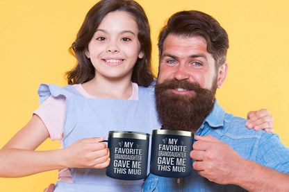 Gifts for Grandpa from Grandaughter, Grandson, Kids on Fathers Day, Christmas, Birthday - Funny Coffee Mug Gifts for Grandparents - Grandparents Insulated Stainless Steel Mug 14oz Navy