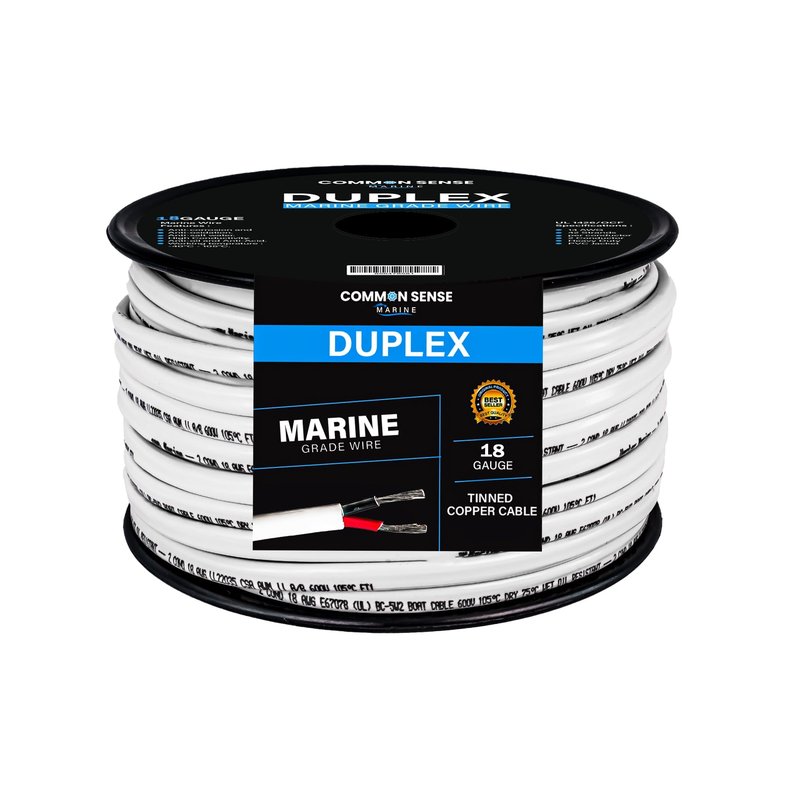 18 Gauge 2 Conductor Marine Wire - 18 ft Duplex Flat Marine Grade Wire Tinned Copper Oxygen-Free Insulated - 18/2 AWG UL 1426 Standard PVC Wire for Boat, Automotive, Speakers, Camper & Trailers