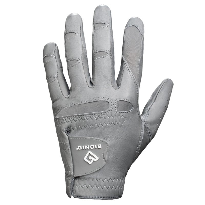Bionic Men's StableGrip with NaturalFit 2.0 Golf Glove with Dual Expansion Thumb for Best Fit - Premium Cabretta Leather… (Gray, Large, Right)