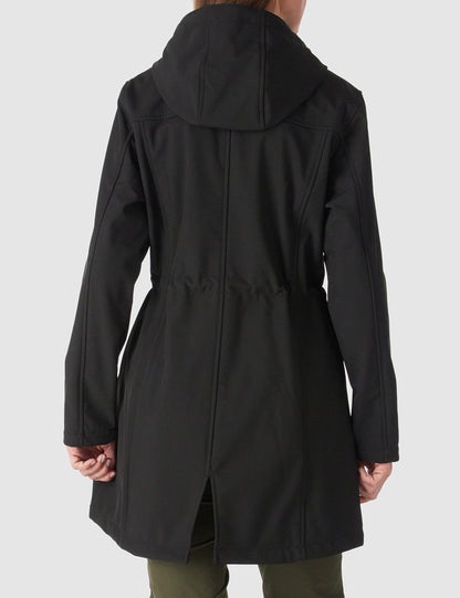 Outdoor Ventures Softshell Jacket Ladies Rain Jacket Functional Lightweight Rain Coat Windbreaker Waterproof Hiking Jacket Breathable Outdoor Jacket with Hood for Spring Fall Winter Black M