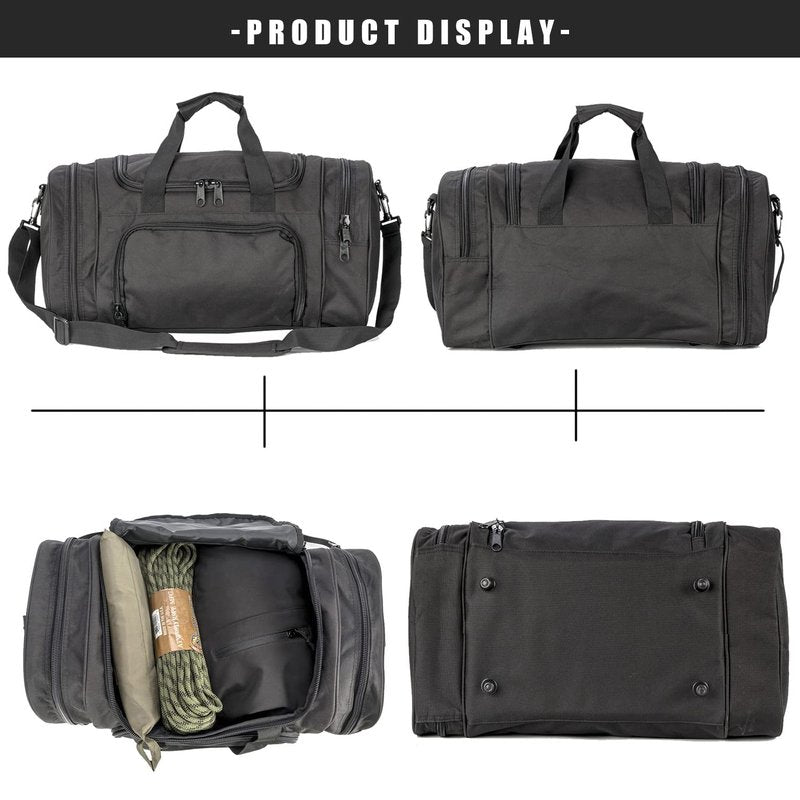 Miramrax Gym Bag Duffle Bags for Men Women with Shoes Compartment Sport Weekend Travel Overnight Carry On Bag for Tactical Military Travel Work Out Bags (Black)