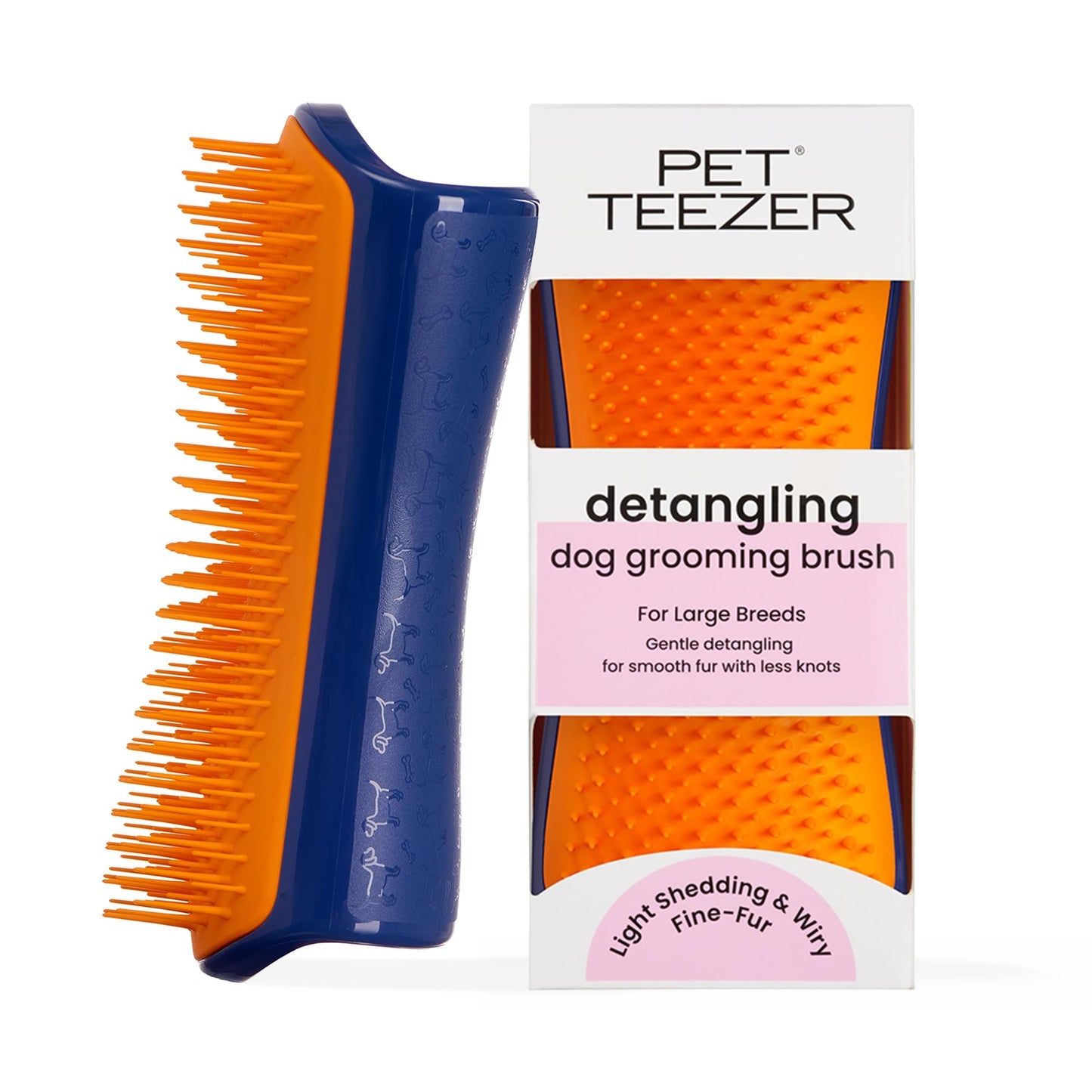 Tangle Teezer | Pet Teezer | Detangling and Dog Grooming Brush | Dry Brush or Dog Bath Brush | Navy & Orange