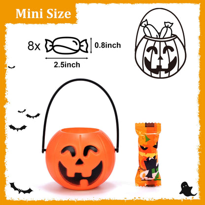 HANSGO Mini Halloween Portable Pumpkin Bucket, 12PCS 3.3 inches Small Halloween Pumpkin Candy Buckets Children Trick or Treat Bags