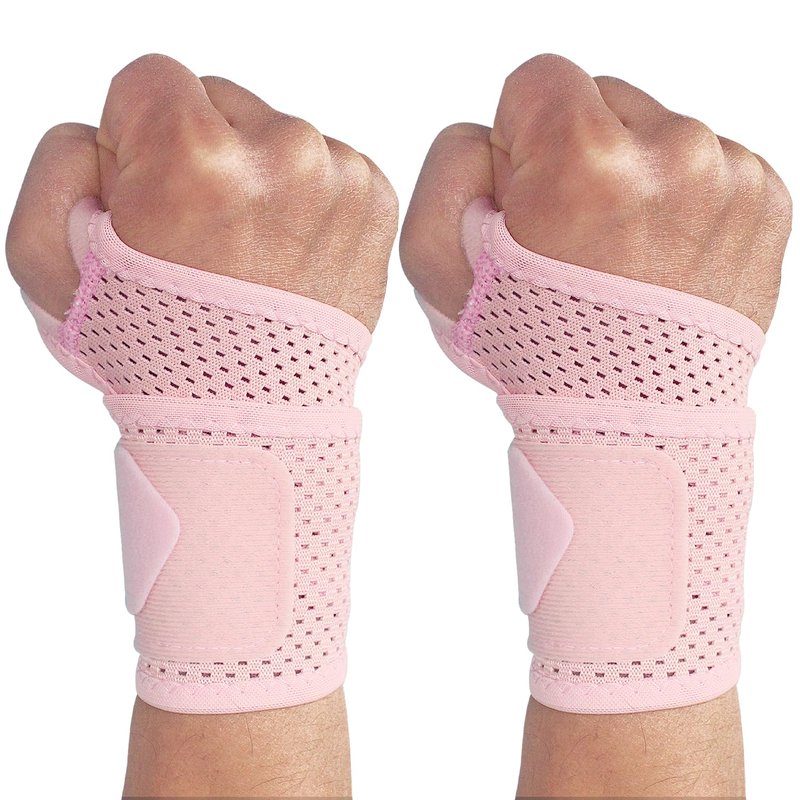Ultra-Thin Mesh Wrist Brace - Breathable Compression Support for Pain Relief | Adjustable Unisex Design (Pink) - 2 Pack