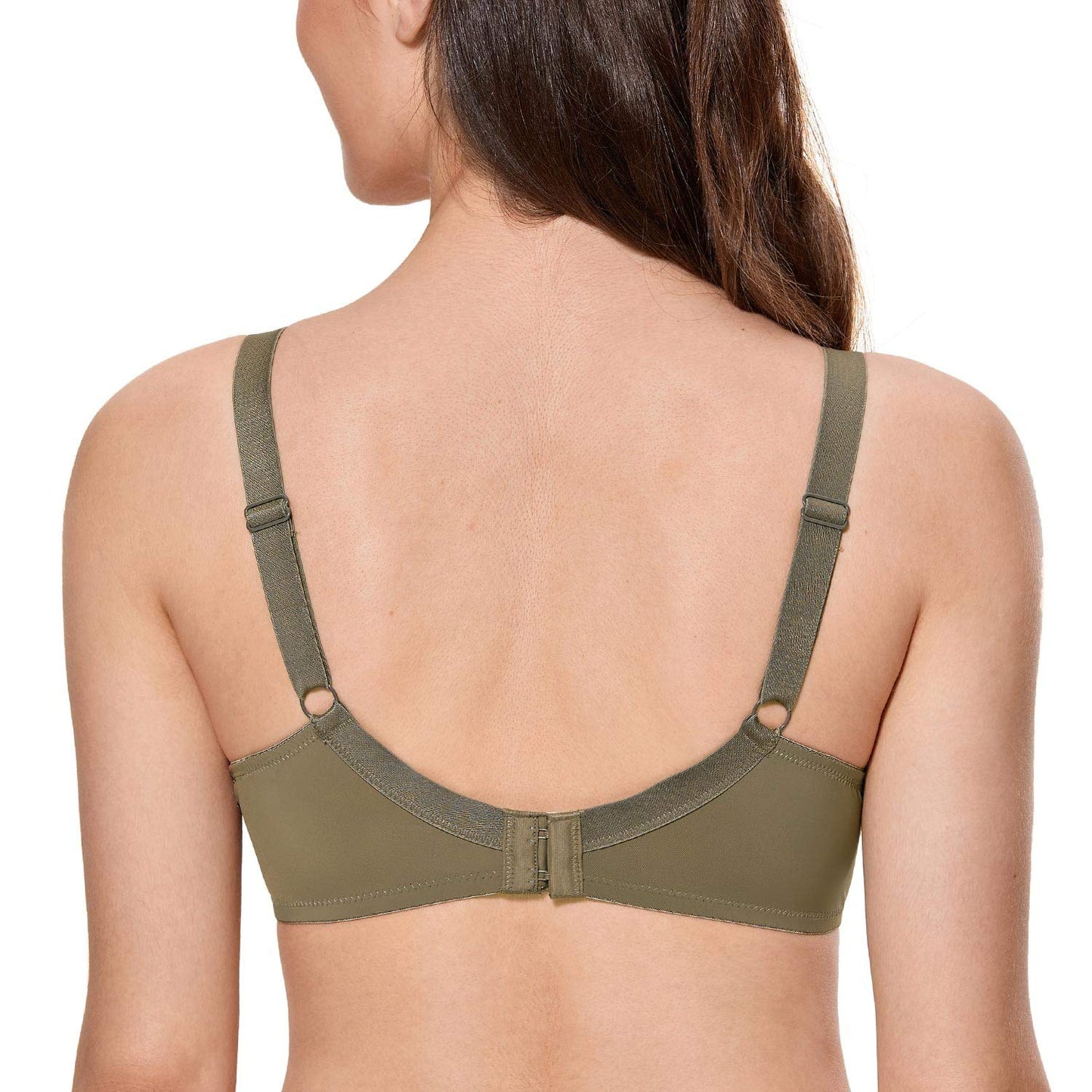 CALVENA Women's Lace Bra Full Coverage Non Padded Underwired Unlined Plus Size Bra for Everyday Comfort Camouflage 34DD