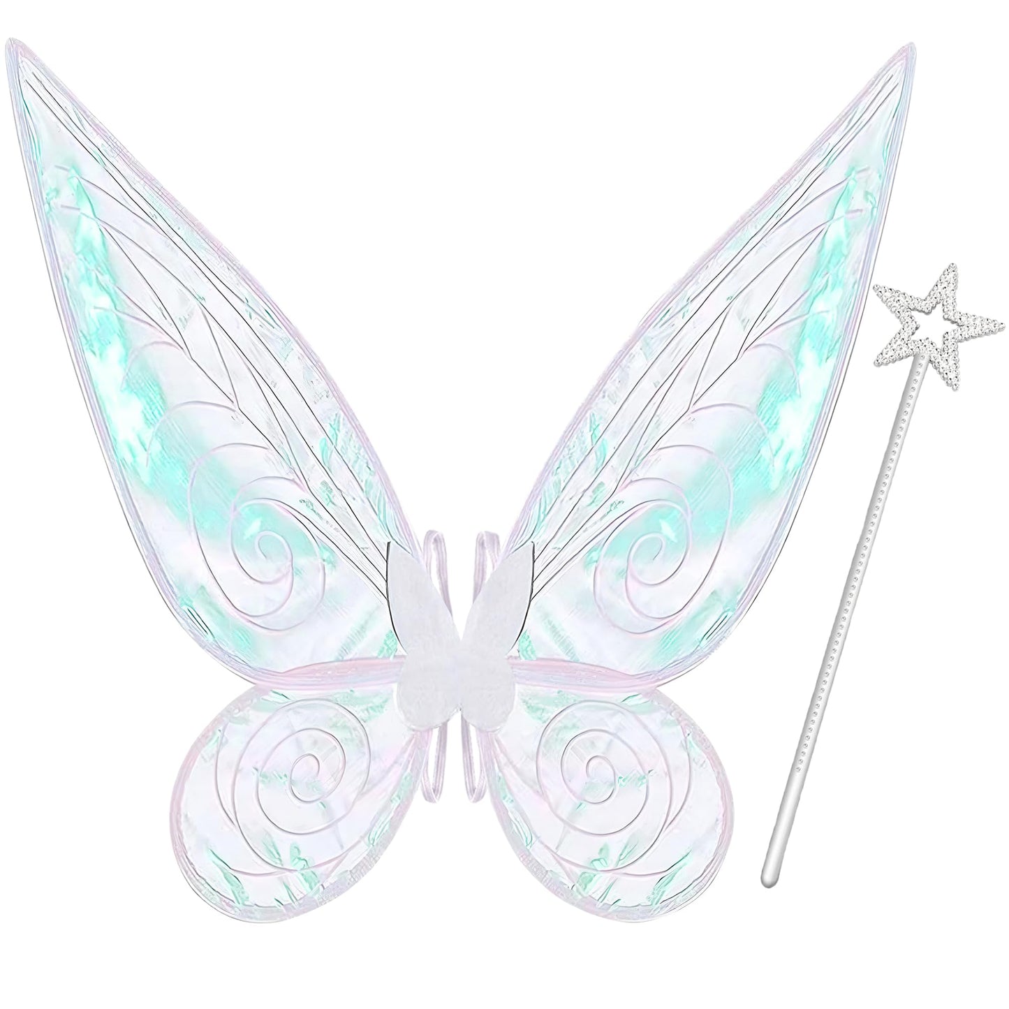 Takmor Fairy Wings(60cm*48cm),Fairy Wings for Adult Women Kids Girls Butterfly Wings for Adult White Fairy Wings for Halloween Birthday Chrismas Themed Party (white)