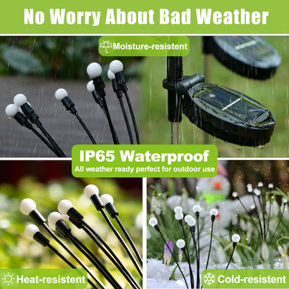 Flumy Solar Outdoor Lights, Waterproof Solar Garden Light, New Upgraded 4 Pack 32 LED Swaying Firefly Light for Outdoor Yard Patio Pathway Christmas Decoration(Warm White)