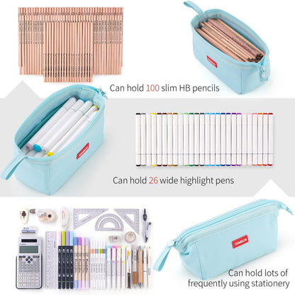 CICIMELON Pencil Case Large Capacity Pencil Pouch Pen Bag for School Teen Girl Boy Men Women (Blue)