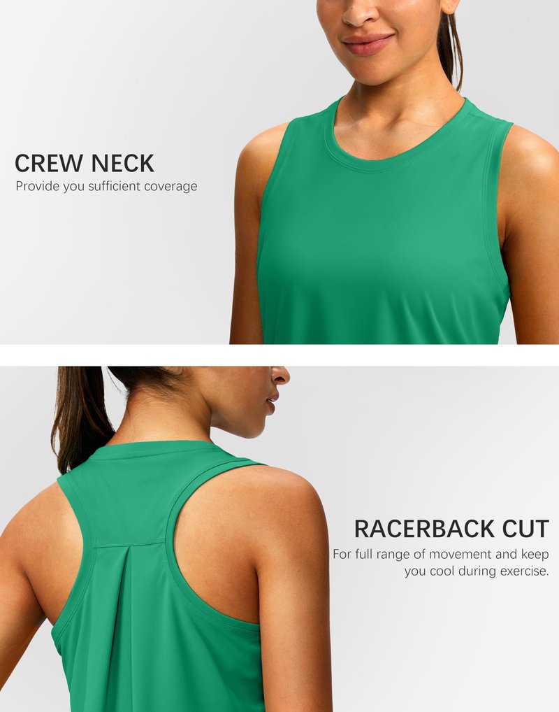 Women's Workout Tops Racerback Athletic Tank Tops Sleeveless Loose Fit Yoga Running Gym Shirts for Women(Green,S)