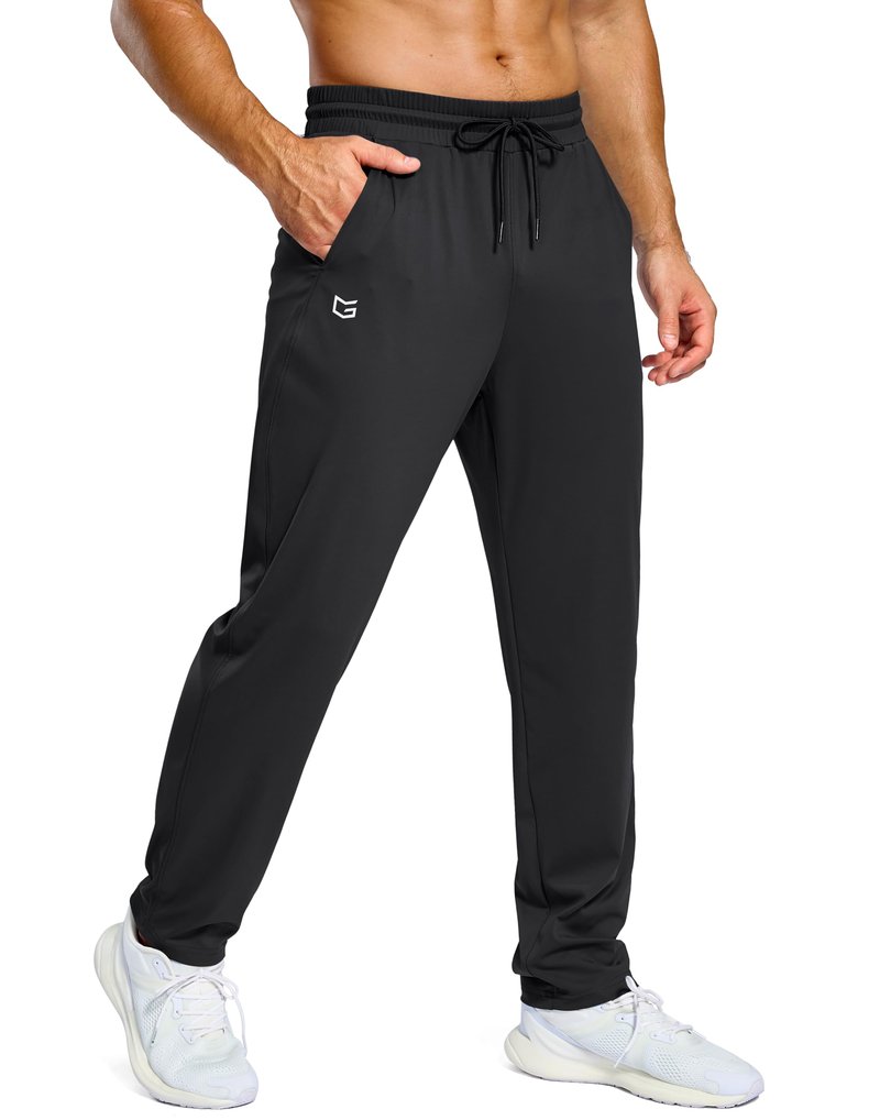 G Gradual Men's Sweatpants with Pockets Lightweight Workout Athletic Track Pants Stretch Gym Running Jogging Joggers for Men(Black,M)