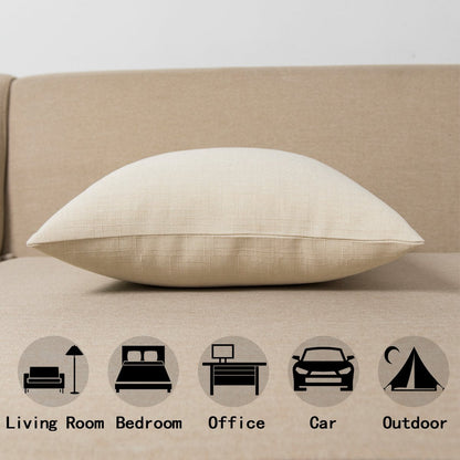 Jeanerlor Home Set of 2 Decoration 12＂x20＂Faux Linen with Bamboo Texture Euro Throw Pillow Sham Cushion Cover for Office/Chair Light Linen